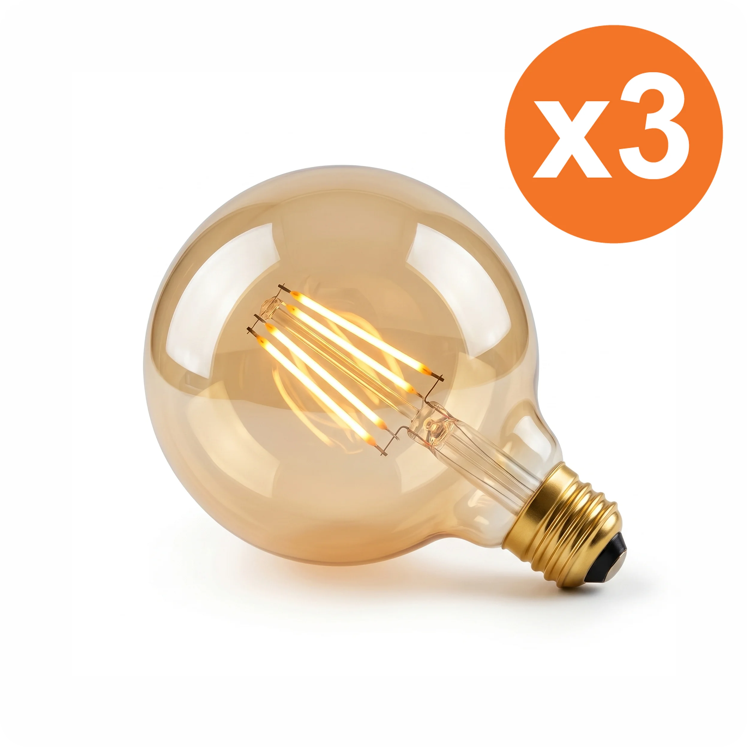 3x E27 G125 filament LED-Globe Toscane 7.2W 2200K dimbaar voor lampvervanging