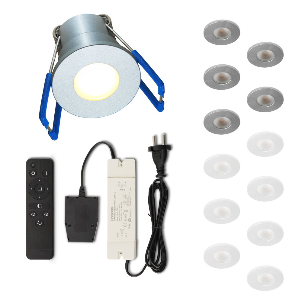 Set LED-inbouwspot Varese zilver 3W dimbaar 1-12 stuks voor plafondmontage