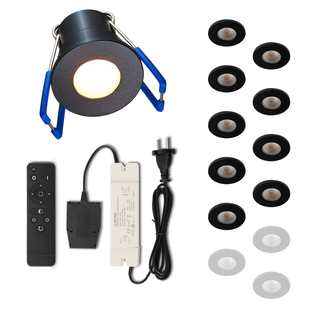 Set LED-inbouwspot Varese zwart 3W dimbaar 1-12 stuks voor plafondmontage