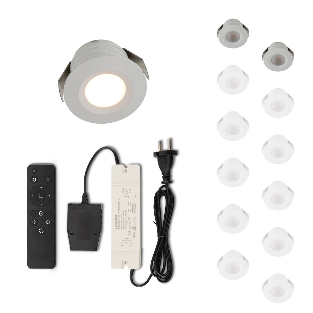 Set LED-inbouwspot Valdeno wit 3W dimbaar 1-12 stuks voor plafondmontage