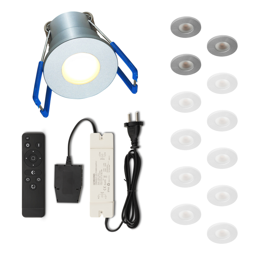Set LED-inbouwspot Varese zilver 3W dimbaar 1-12 stuks voor plafondmontage