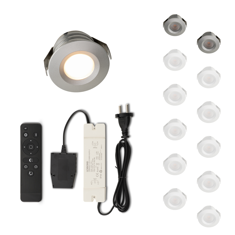 Set LED-inbouwspot Valdeno zilver 3W dimbaar 1-12 stuks voor plafondmontage
